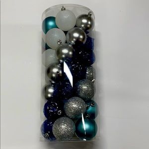 Blue, Teal, Silver & White Shatterproof Ornaments